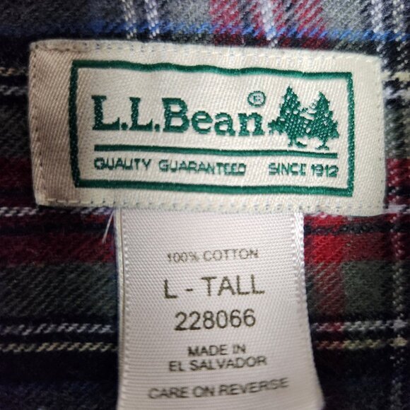 LL Bean Mens Shirt L Tall Gray Scotch Plaid Flannel Long Sleeve 228066 - Picture 3 of 5